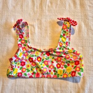 Mini Boden girls size 9-10 years floral bikini top with gingham bows VGUC